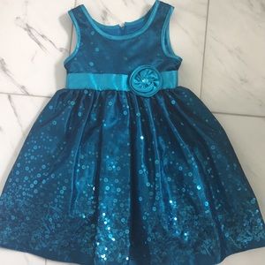 Girls teal sequin dress with matching shrug